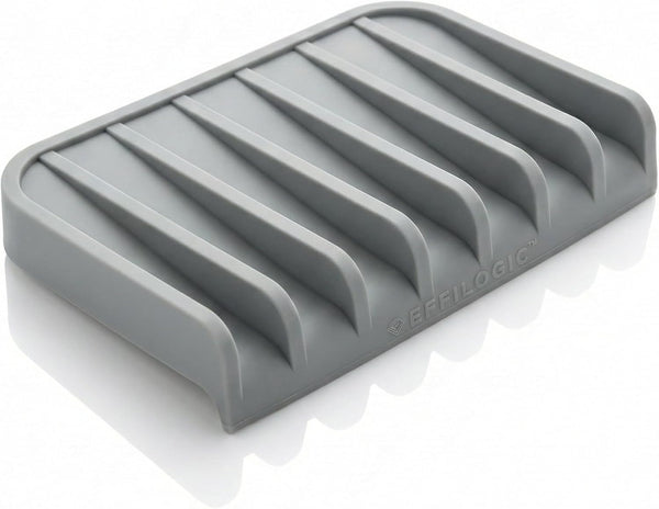 Effilogic Silicone Sponge Holder Soap Dish for Shower - Self-Draining Kitchen Sink