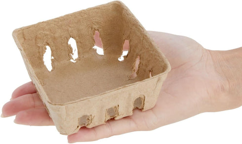 Juvale Pulp Fiber Berry Baskets, Brown Molded Pulp Fruit Containers for Farmers Market and Grocery Store (4 x 4 x 1.81