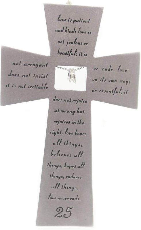 Roman Giftware Inc. 25TH Anniversary WALLCROSS, 7" H, Wedding & Anniversary, Religious, Inspirational