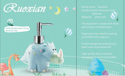 WENDIN Set, Cartoon Series Bath Accessory Soap Dispenser Pump, Toothbrush Holder, Tumbler, Soap Dish Resin Art Color