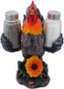 Decorative Farm Rooster Salt and Pepper Shaker Set with Holder Figurine for Rustic Country Kitchen Decor