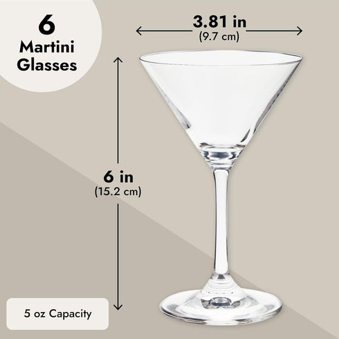 Juvale Mini Margarita Cocktail Glasses, Set of 6-5 oz Clear Glossy Glass, 6 in Tall for Home Bar