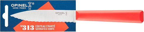 Opinel Les Essentials+ No. 313 Serrated Paring Knife, Corrosion Resistant + Dishwasher Safe, Made in France, Red by Opinel