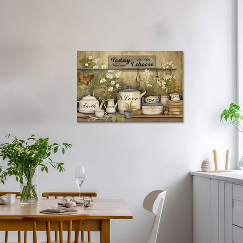 CXHOSTENT Rustic Flower Canvas Prints Farmhouse Kitchen Wall Art, Positive Quotes Painting Gift for Christian