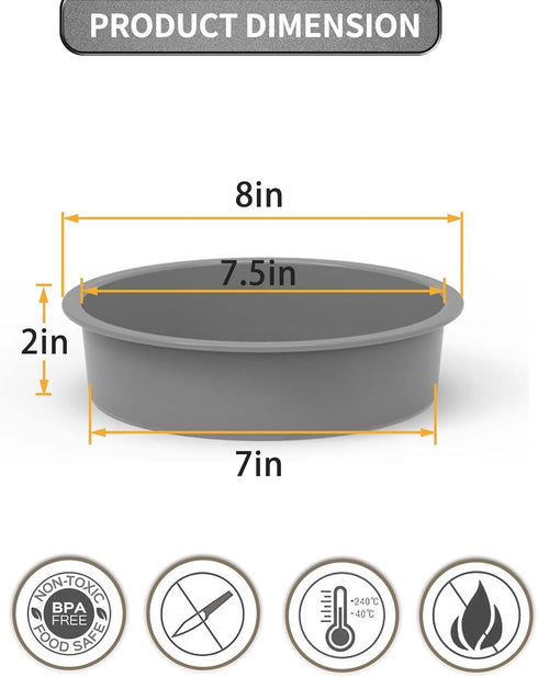 Silicone 7 inch Cake Pan Round, Set of 2 Air Fryer Baking Pan 7.5 inch, Nonstick Silicone Molds for Baking Cheesecakes, Mousses, Banana Cakes