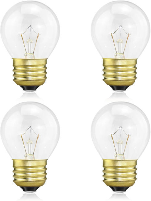 Oven Light Bulb 40 Watt, G45 Clear High Temp 120V, Appliance Light Bulb for Stove, Refrigerator, Microwave (4-Pack)