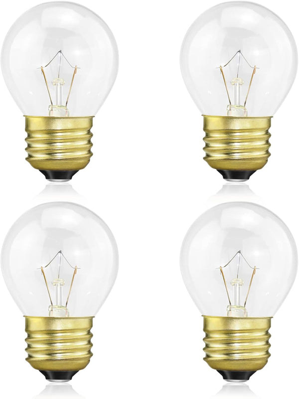 Oven Light Bulb 40 Watt, G45 Clear High Temp 120V, Appliance Light Bulb for Stove, Refrigerator, Microwave (4-Pack)