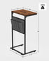 Vantic C Shaped End Table, Small Couch Side Table with Storage Bag, Rustic Brown Metal Frame for Living Room