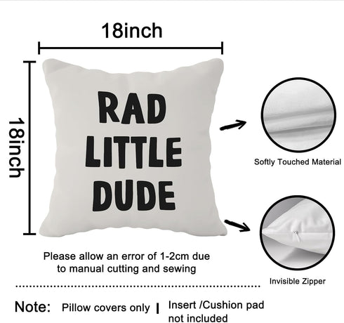FLDAS 1818 Inch Set 2 Checkered Pillow Covers, Rad Little Dude Preppy Peace Hand Sign Decorative Throw Pillow Covers