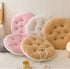 Camel White Double Contrast Super Soft Plush Washable Seat Cushion,Round Lamb Fleece Chair Cushion for Kitchen Dining Room Kids Desk Chair Teen Girls Bedroom Décor 16 Inch