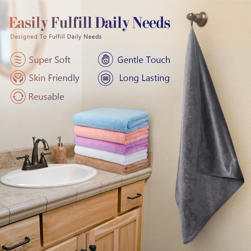 Pack 6(24'' 48'') Orighty Bath Towels of x - Soft Feel, Highly Absorbent, Quick Drying for Body, Sport, Yoga, SPA