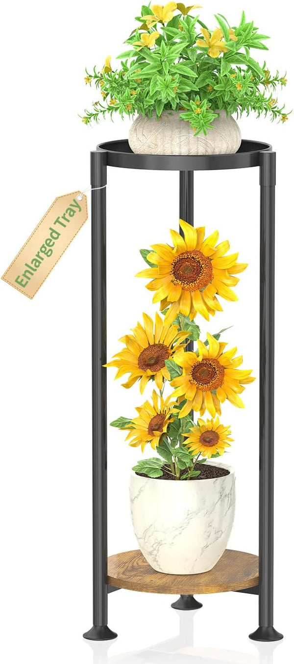 KMOTASUO 2 Tier Black Plant Stand Indoor for Large Tall Heavy Duty