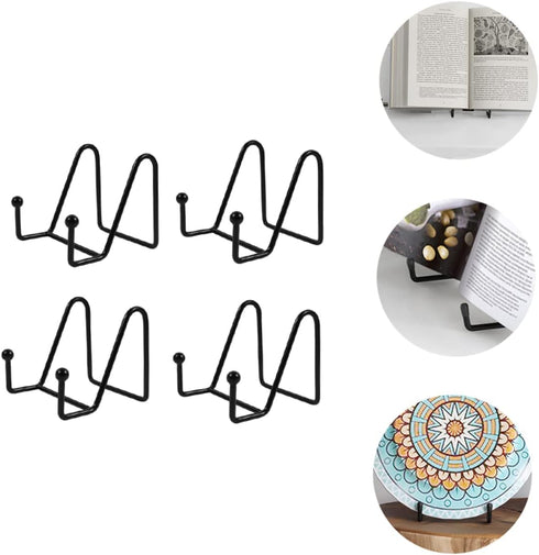 ARTIBETTER 4pcs Display Stand, Picture Frame Easel, Photo Dish Displays, Kitchen Plate Rack, Iron Organizer