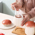 Ceramic Mushroom Shape Sugar Bowl, Spice Jar Seasoning Pot with Lid and Spoon