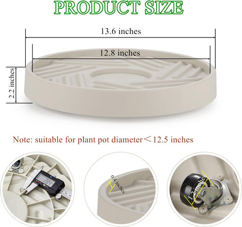 2 Pack Wheels,14" 165 LBS 360 Plant Caddy with Rolling Plant Stand Heavy Duty with Hidden Rotating Silent Wheel Wheels