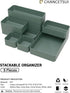 CHANCETSUI 9 Pcs Stackable Drawer Organizer Trays Set, Green Multifunctional Storage for Vanity, Bathroom & Office