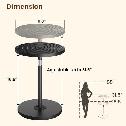Asgolion Round Side Table, Adjustable-Height Drink Table for Small Spaces, Pedestal Martini Table, Cocktail Tables