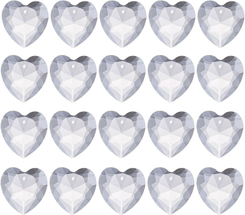 longsheng 20pcs Crystal Prisms Heart Shape Chandelier Drop Parts Hanging Pendants Curtain