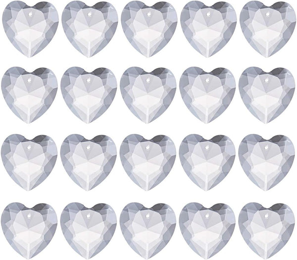 longsheng 20pcs Crystal Prisms Heart Shape Chandelier Drop Parts Hanging Pendants Curtain
