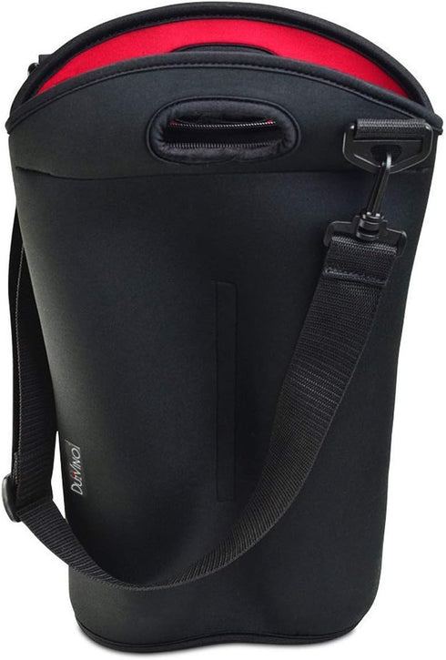 2 Bottle Wine Carrier Travel Bag - Thick Insulating Neoprene Tote, Expandable Design with Adjustable Shoulder Strap