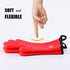 Kitchen Oven Gloves - Silicone and Cotton Double-Layer Heat Resistant Mitts for Baking and Grilling - 1 Pair, Red