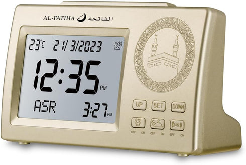 OUD Bukhoor Muslim Azan Clock, Azan Table Prayer Clock with LCD Display, Azan Alarm