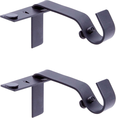 Kenney Fast Fit 5/8" No Measure Curtain Rod Brackets in Matte Black