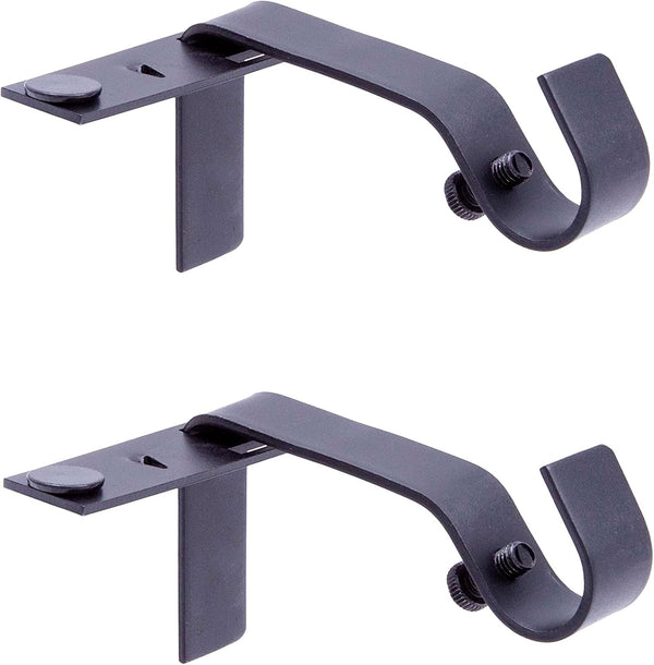 Kenney Fast Fit 5/8" No Measure Curtain Rod Brackets in Matte Black
