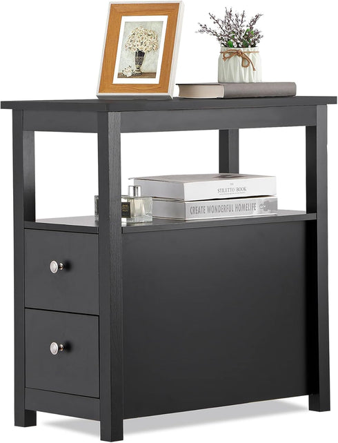 Oteymart Side Table End Table Narrow Sofa Table Rectangular Side Cabinet with Drawers