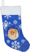 Caroline's Treasures LH9305-CS Pomeranian Winter Snowflakes Holiday Christmas Stocking - Fireplace Hanging Stockings
