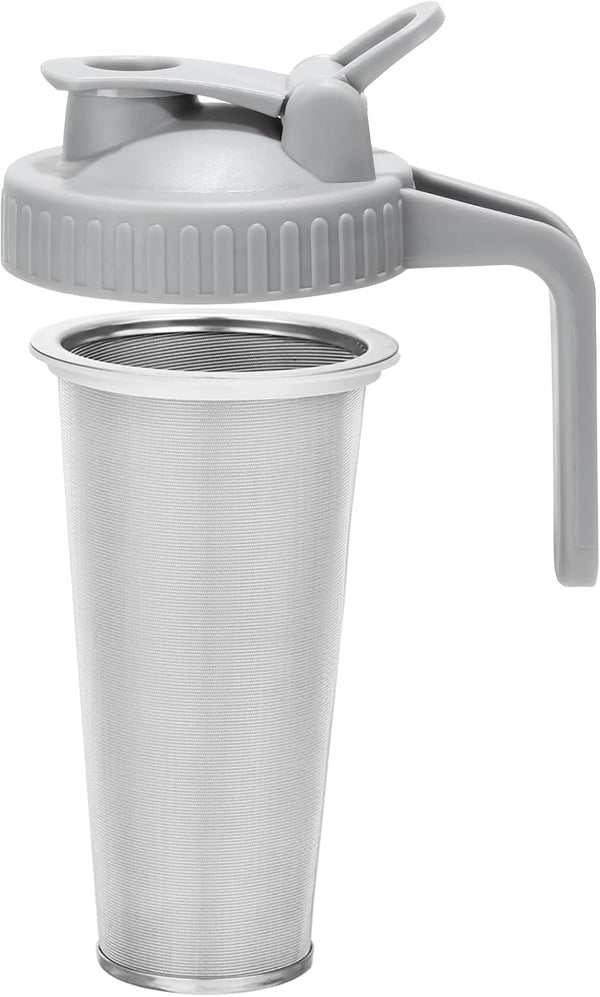 Cold Brew Coffee Filter with Pour Spout Lid for 32 OZ Mason Jar, 304 Stainless Steel Strainer for Iced Drinks