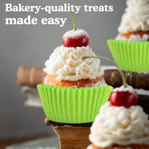 Regency Wraps Greaseproof Professional Grade Baking Cups - Pack of 40, Standard Liners, Lime Solid