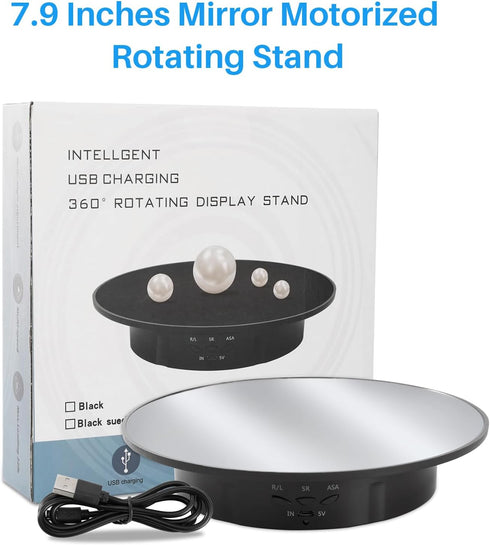 White,7.87inch /17.6lbs Rotating Display Stand Turntable Stand Spinning Stand for Product Shows Max Load,Black Round