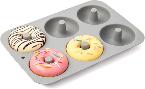 Silicone Donut Mold for 6 Doughnuts, Set of 2, Food Grade LFGB Baking Pan, Non-Stick, Dishwasher Safe