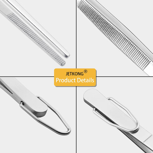 JETKONG Serving Tweezer Tongs - 9-Inch Cooking Tweezers, Set of 3 (9 Inch, Silver)