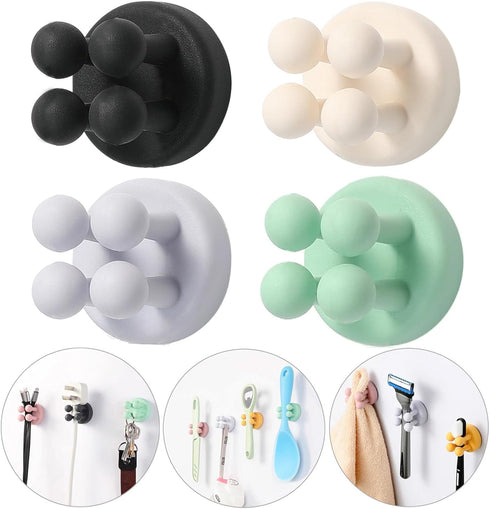 iBetterLife 4Pcs Silicone Toothbrush Holders, Multi-Function Waterproof Self Adhesive Wall Mounted Hooks