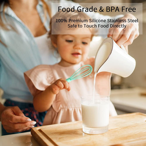 NCAM 5 Pcs Silicone Whisk for Cooking, Mini Stainless Steel Dough Whisk, Non Stick Hand Whisk