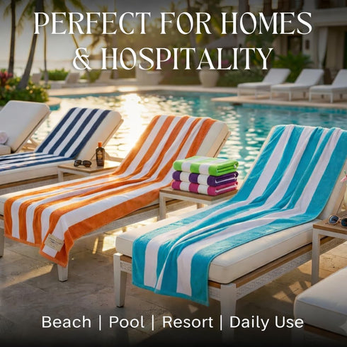 BolBom*S 6 Pack 30x60-100% Set Beach Towels Large Cotton Beach & Pool Towels Bulk Cabana Stripe - Quick Dry Bath Towel