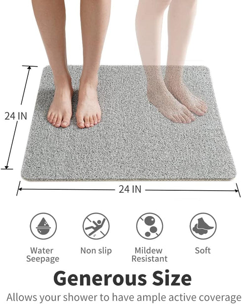 24x24 Non Slip Shower Mat, Comfortable Bath mat for Textured Surface,Quick Drying Easy Cleaning Shower Floor Mat