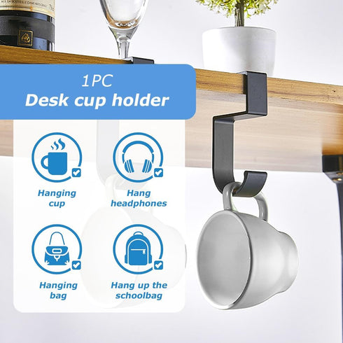 Desk Cup Holder Clamp - Large Anti-Spill Drink Holder, Easy Install for Coffee Mugs, Water Cups