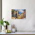 Italian Cityscape Abstract Wall Art, Mediterranean City Italy Street Towns Canvas Painting for Paris Cafe Room