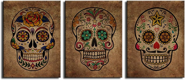 Canvas Wall Art Sugar Skull Vintage Abstract Canvas Picture Day of The