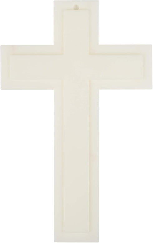 Large Luminous White Cross Plastic Glow in the Dark Wall Plaque, 6 x 10