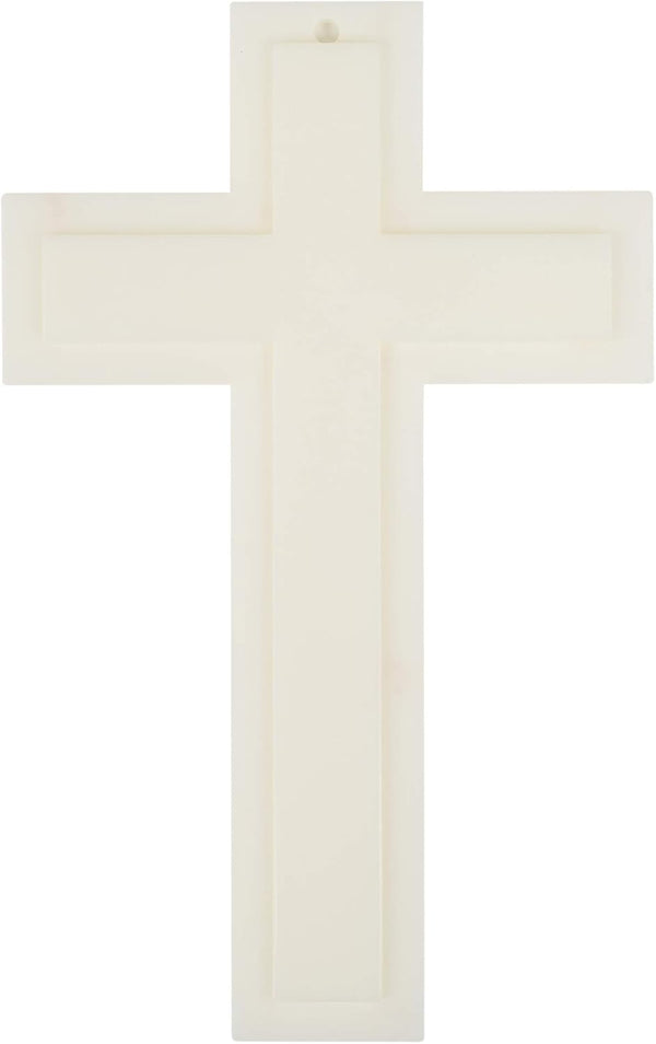 Large Luminous White Cross Plastic Glow in the Dark Wall Plaque, 6 x 10