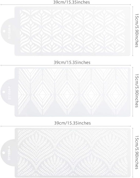 RAYNAG 3 Pcs Cake Decorating Stencils Mold, Plastic Templates for Cookie Fondant Dessert Decorating