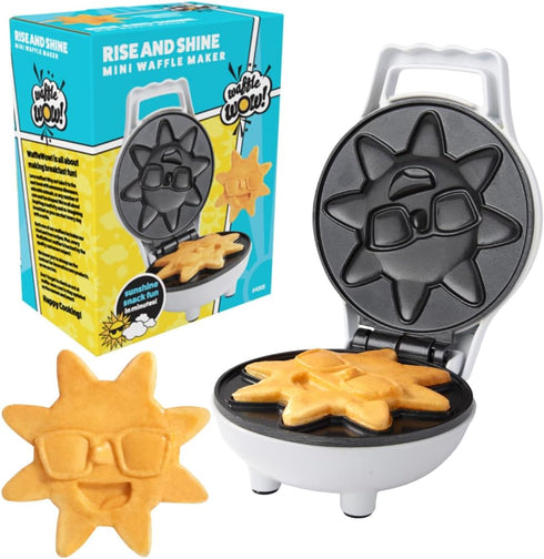 Rise & Shine Mini Sun Waffle Maker, Personal-Sized 4" Sunshine Smile Waffles for Kids and Adults, Non-Stick