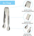 6PCS Mini Ice Tongs, 4.25 Inch Stainless Steel Small Serving Tongs for Appetizers, Tea Party, Coffee Bar, Desserts
