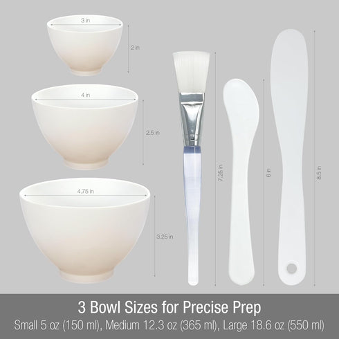 APPEARUS Facial Mask Silicone Mixing Bowl Set, 6-Piece Spa Skincare Kit with 3 Mixing Bowls, Brush & Spatulas