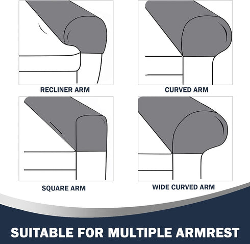 Stretch Sofa Arm Covers, Spandex Jacquard Anti-Slip Couch Armrest Protector, Set of 2, Black