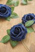Ling's Moment 50Pcs Navy Blue Roses Artificial Flowers Decor w/Stems, 3" Real Touch Foam for Wedding Bouquets,
